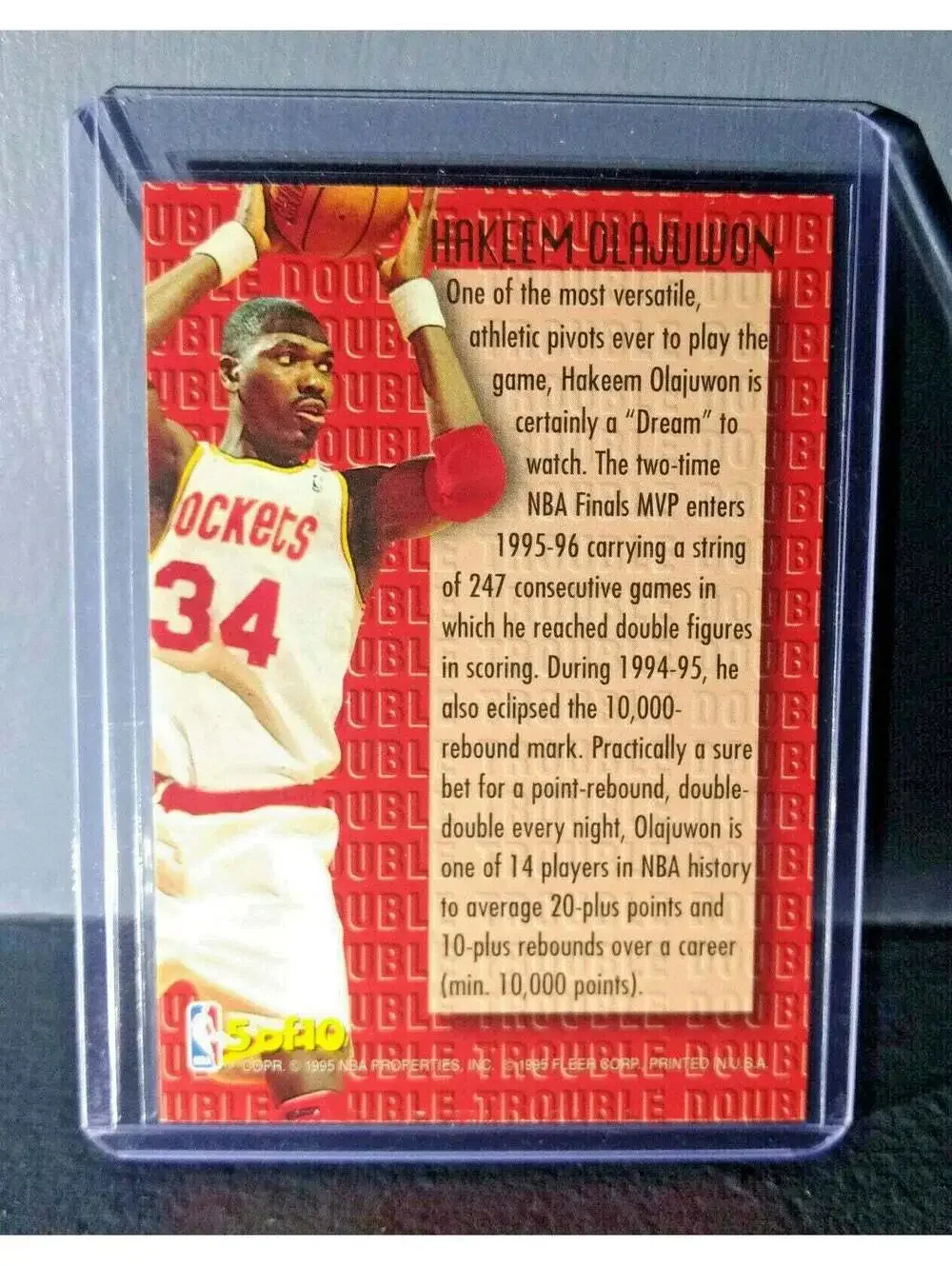 1995-96 Hakeem Olajuwon Fleer Ultra Double Trouble #5 Basketball Card